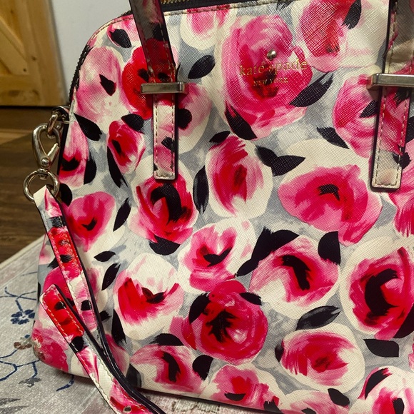 Kate Spade Cedar Street Maise Rose Print Satchel Saffiano Leather Floral (flaws) - Picture 16 of 16